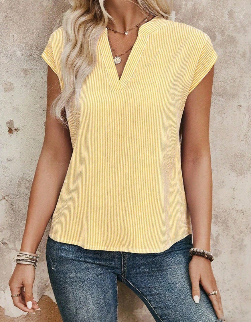 Women's Summer Sleeveless Shirt Simple Striped Fashionable Tops