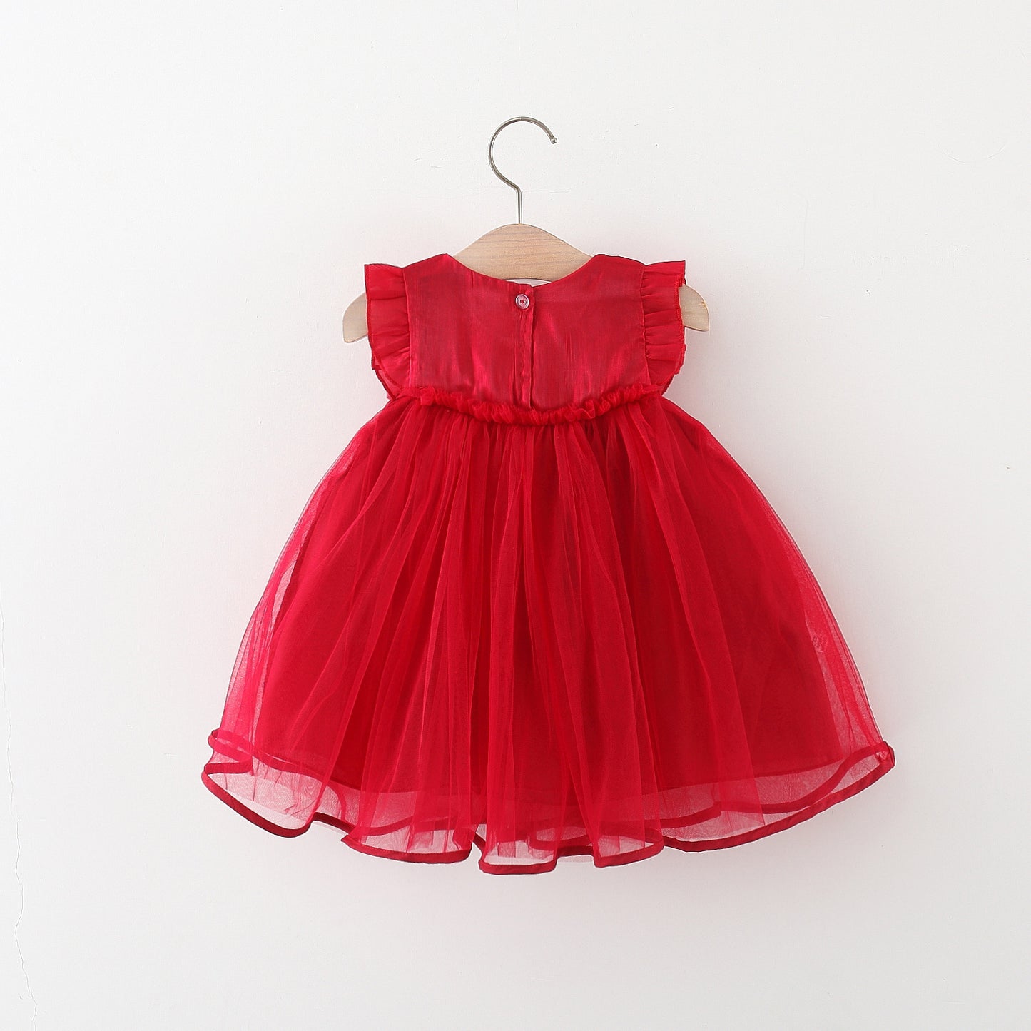 Summer Bow Mesh For Flounced Sleeve Stitching Small Children's Dress