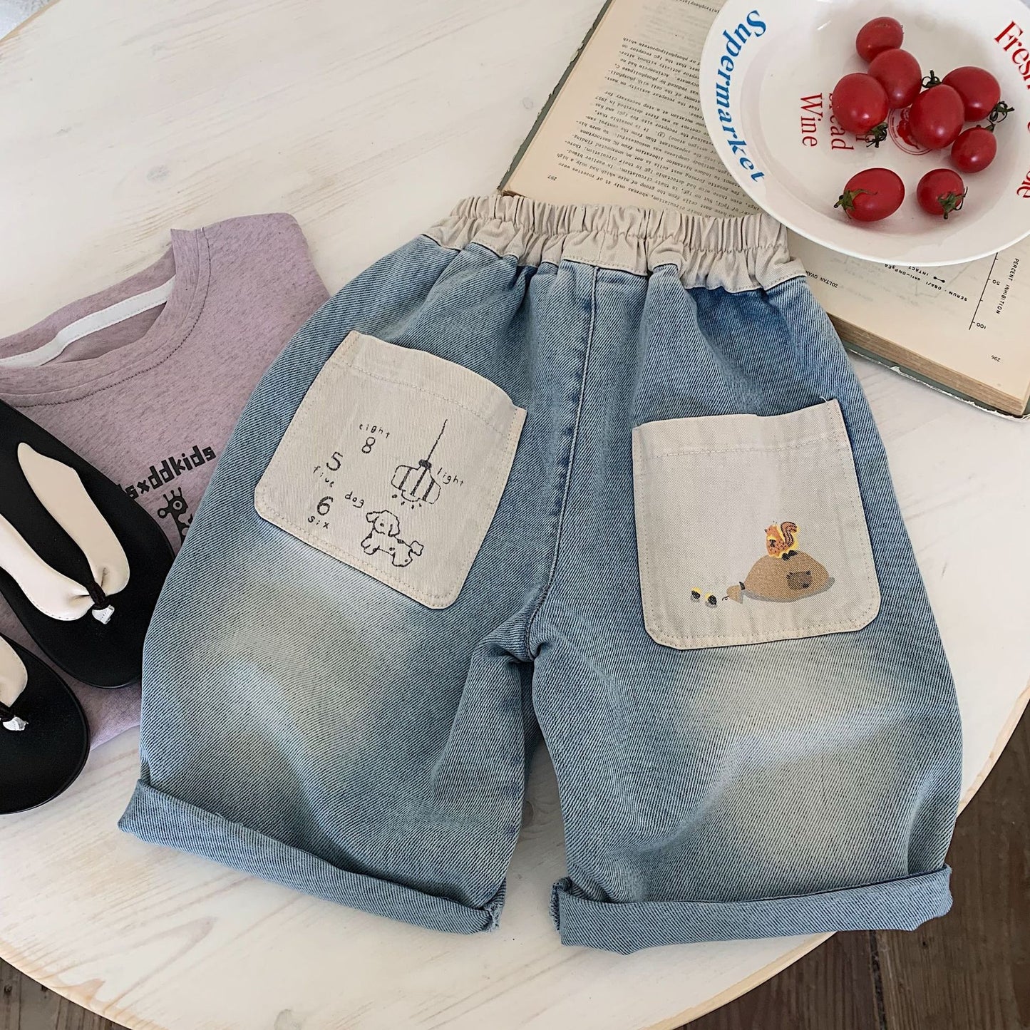 Children's Denim Summer Boys Solid Color Loose Children's Pants