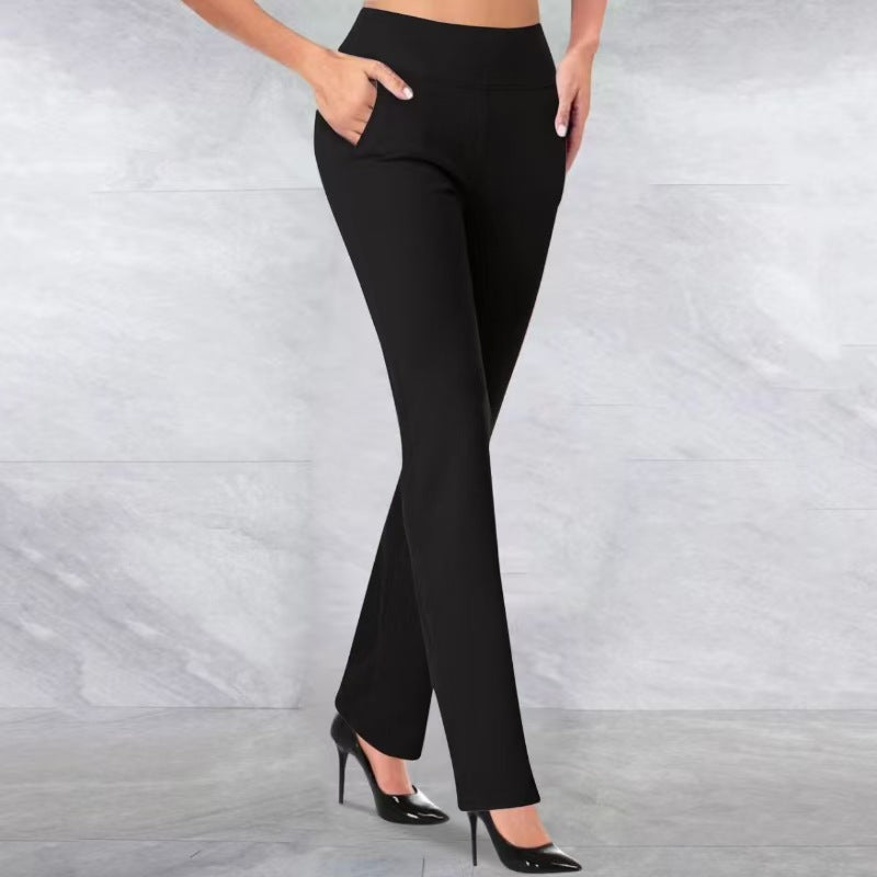 Women's Solid Color Knitted Pocket Slim Fit Casual Pants