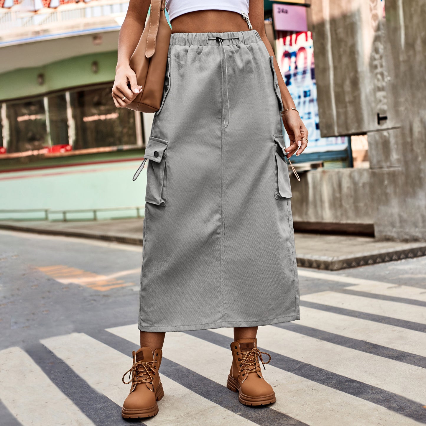 Graceful Versatile New Women's Drawstring Denim Skirt