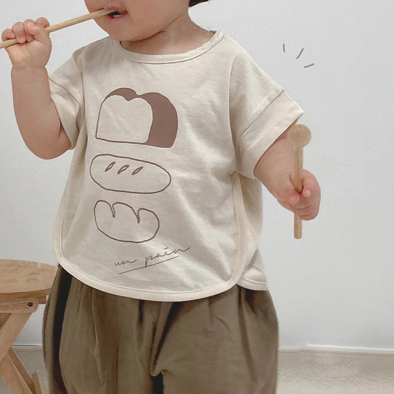 Children's Summer Thin Unisex Short Sleeve T-shirt Top Infant Loose Shorts Children's Suit