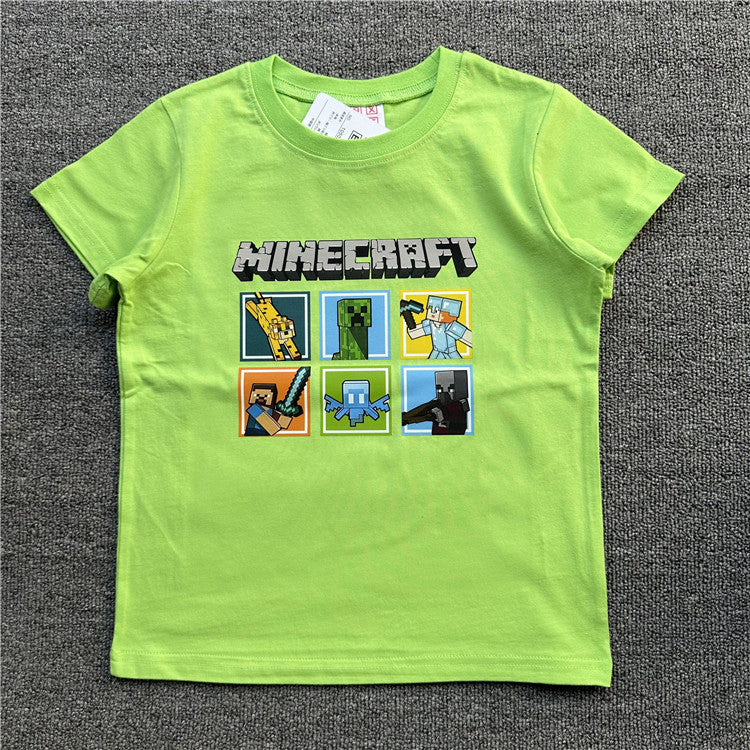 Children's Daily Order Summer My World Game Theme Short-sleeved Can Match Children's T-shirt