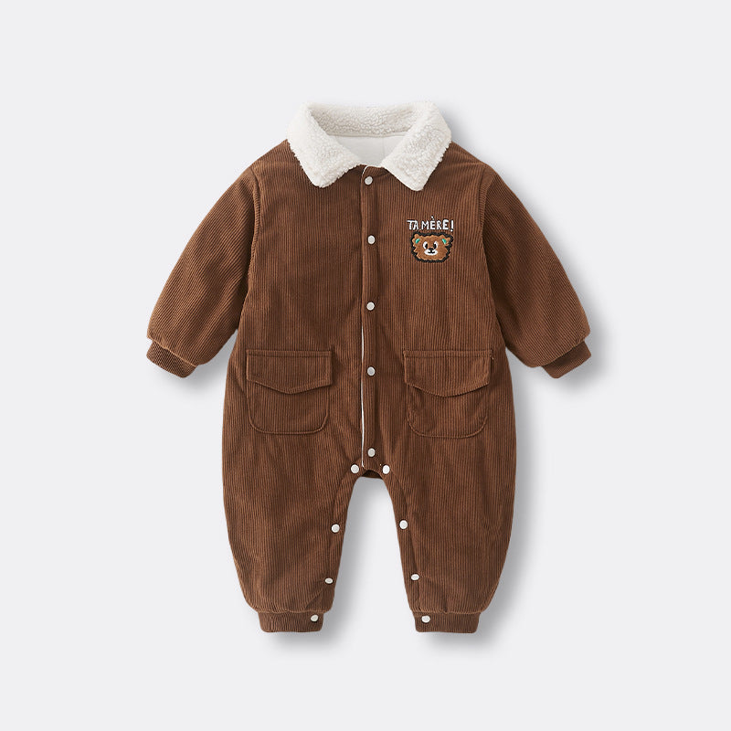 Clothes Jumpsuit Fur Collar Corduroy Romper Keep Warm Jumpsuit, Climbing Suit