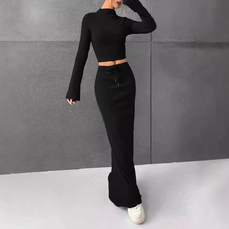 Elegant Women's Solid Color Long-sleeved Two-piece Fashion Casual Suit