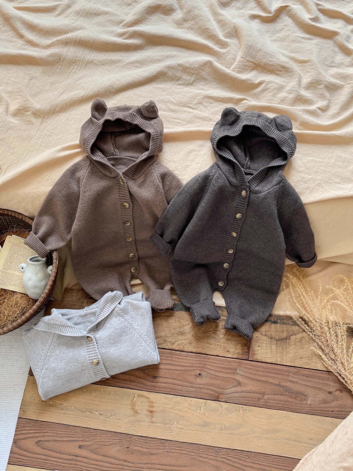 Infants Knitted Jumpsuit Autumn Super Cute Rabbit Ears Sweater Jumpsuit, Climbing Suit