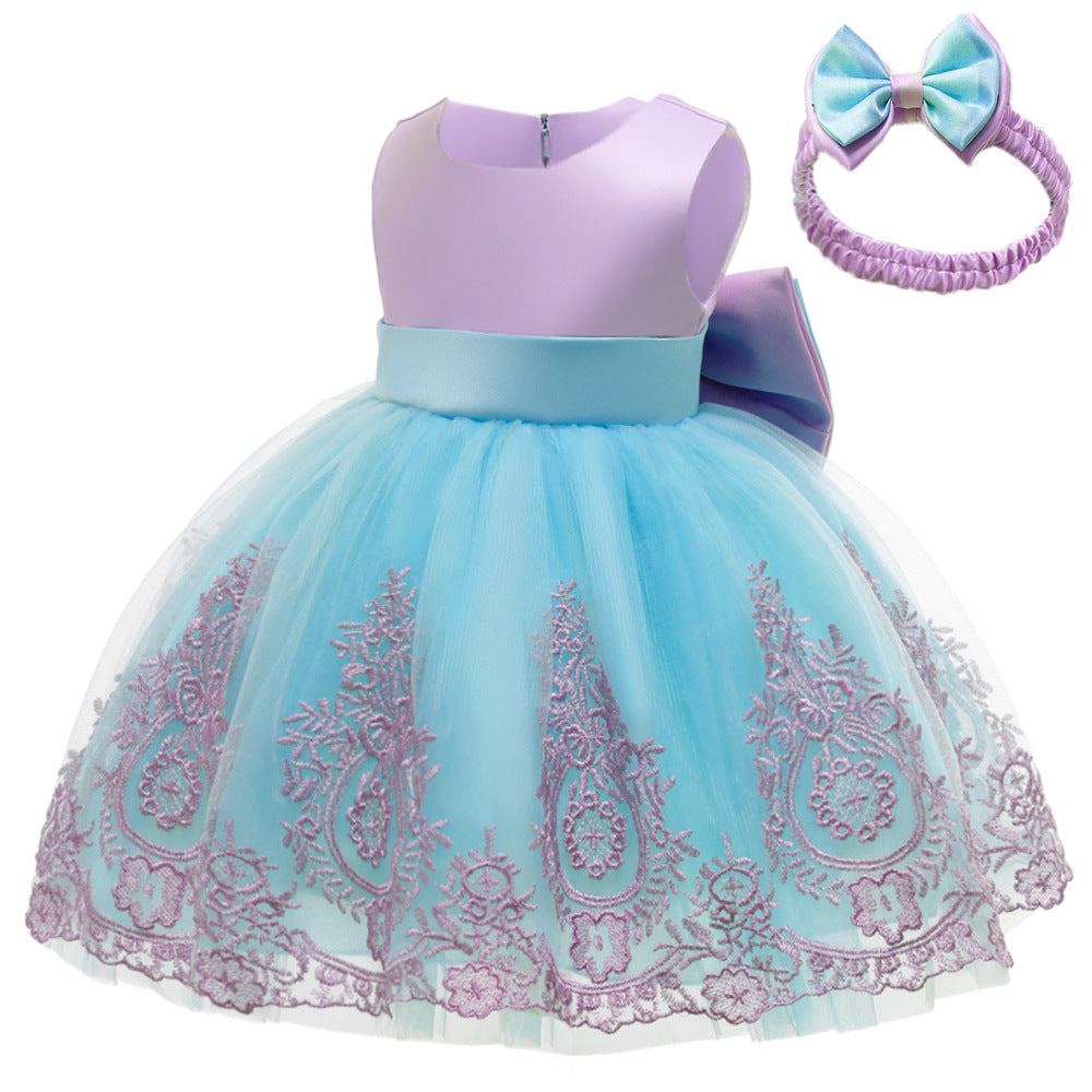 Children's Spring Wear Princess Lace Color Matching Children's Dress