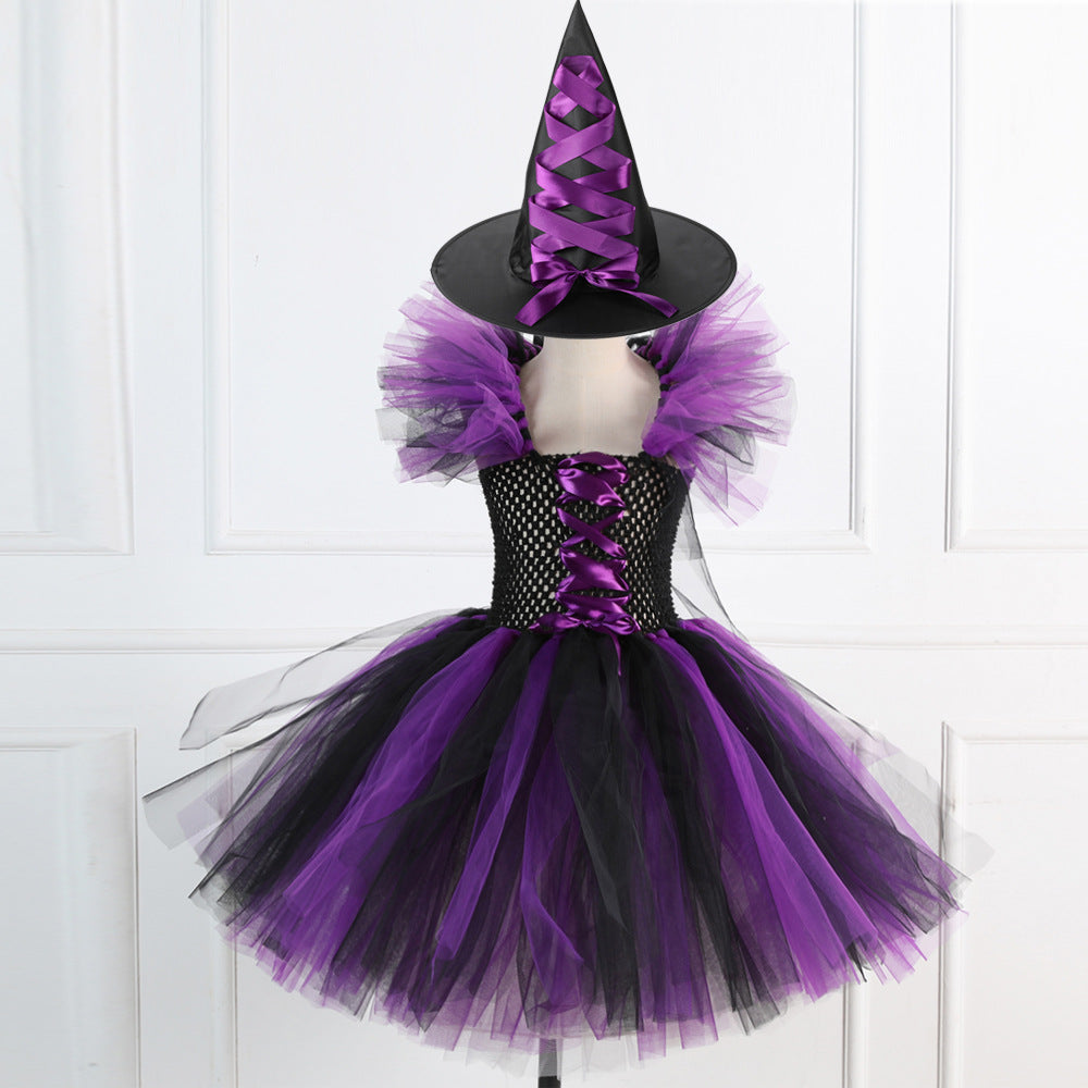 Costume Pettiskirt Performance Skirt Suit Witch Hat Broom Children's Dress