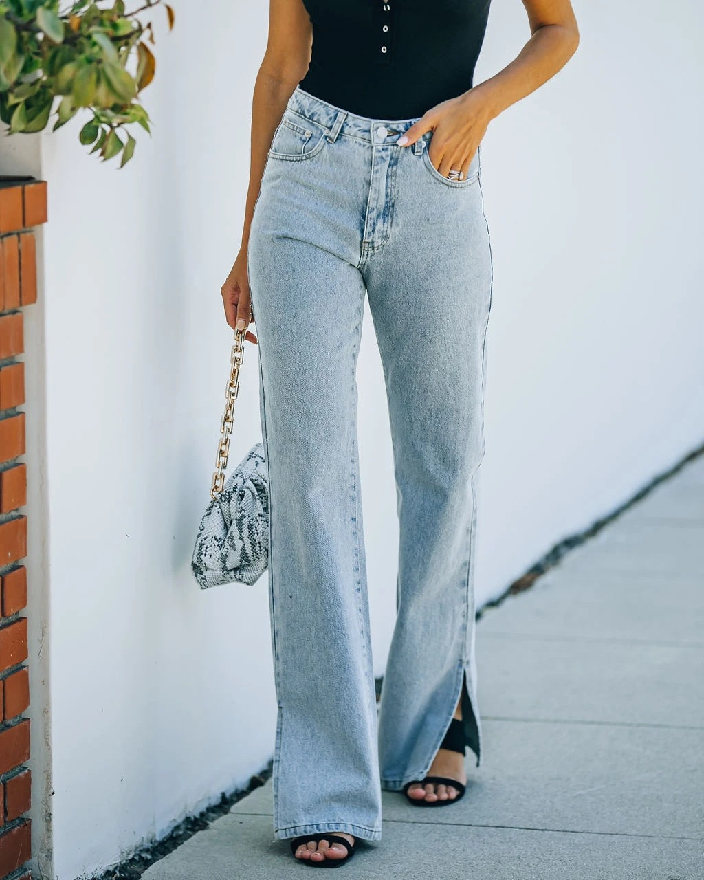 Autumn Water Wash Slit Strict Selection Temperament Denim Trousers Pants