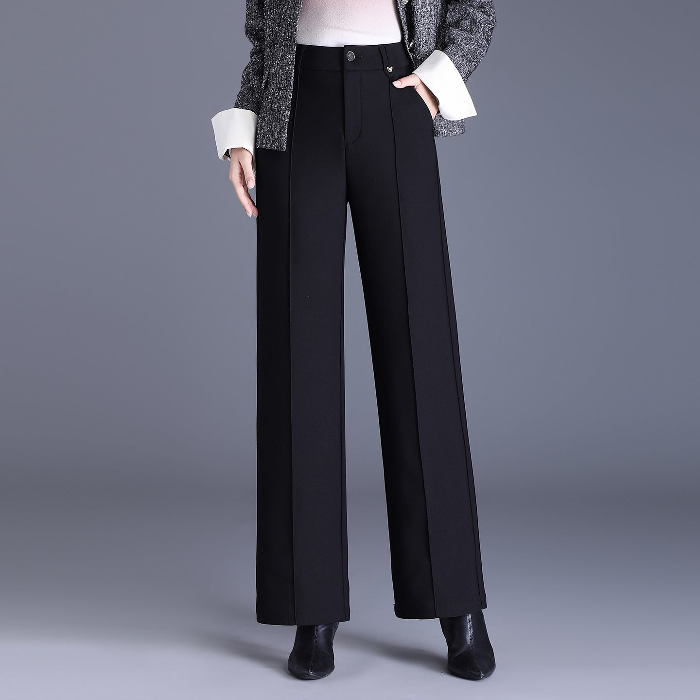 Women's Narrow Mother's Loose High Waist Straight Casual Pants