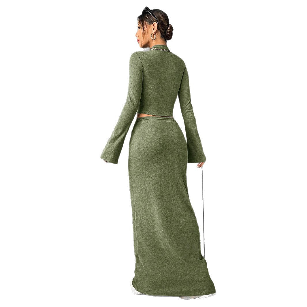 Women's Solid Color Long Sleeve Slim Base Suits