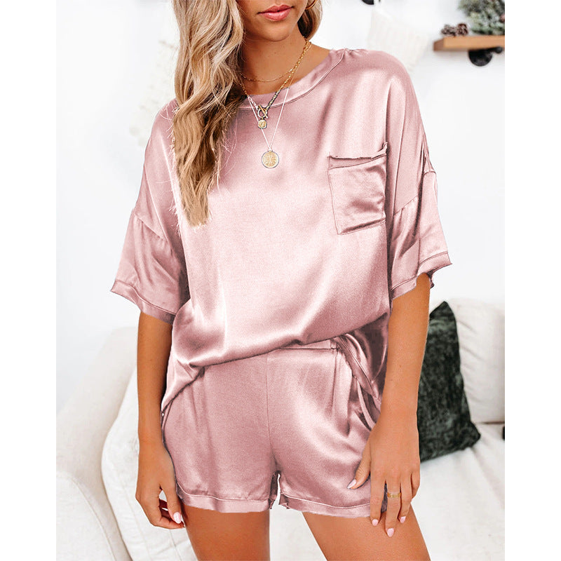 Solid Color Chiffon Pajamas Loose Two-piece Suits