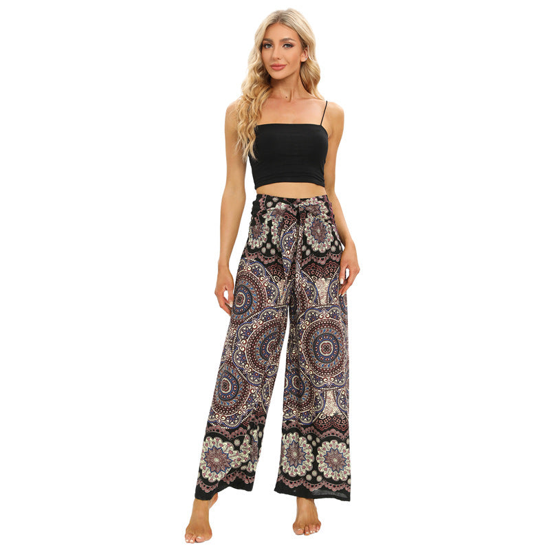 Bohemian Loose Rayon Culottes Ethnic Summer Casual Pants