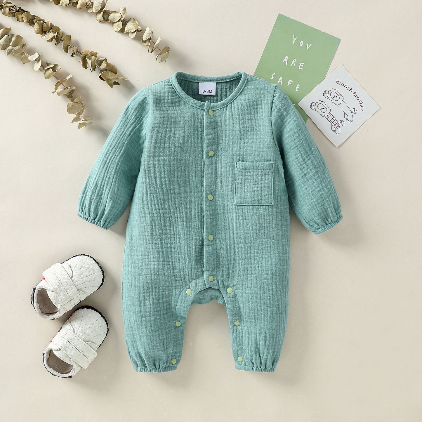 Casual Attractive Cotton Born Long-sleeved Romper Jumpsuit, Climbing Suit