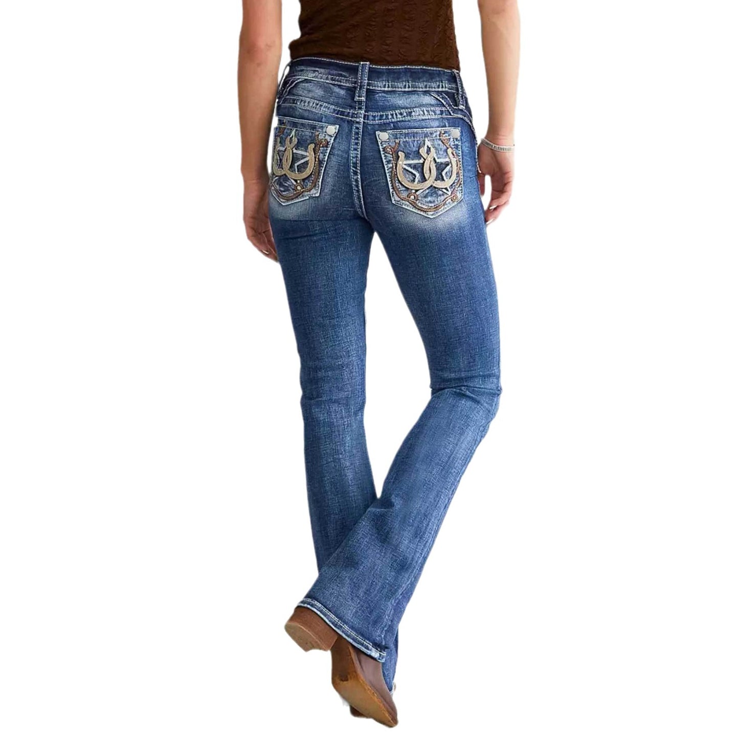 Women's Fashion Slim Fit Embroidered Denim Trousers Women's Jeans