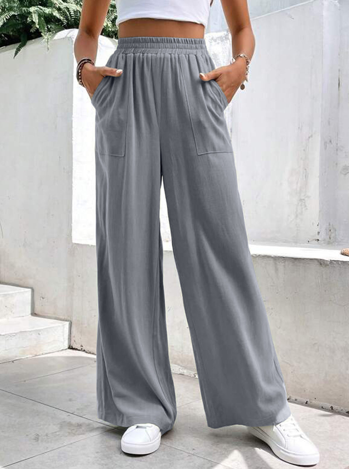 Women's Loose Sports Solid Color Pocket Casual Pants