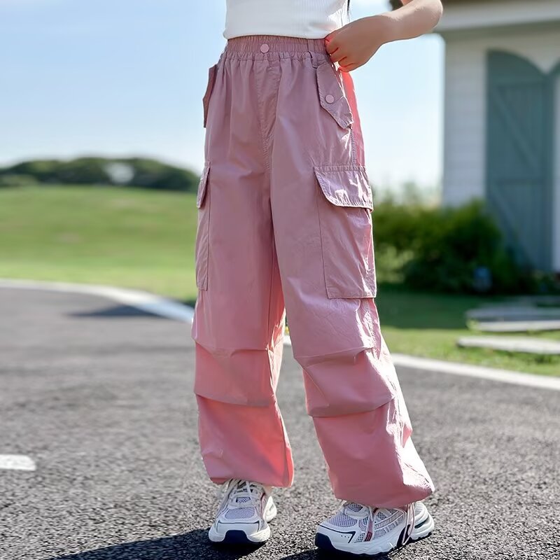 Children's Overalls Thin Casual Middle Big Summer Straight Children's Pants