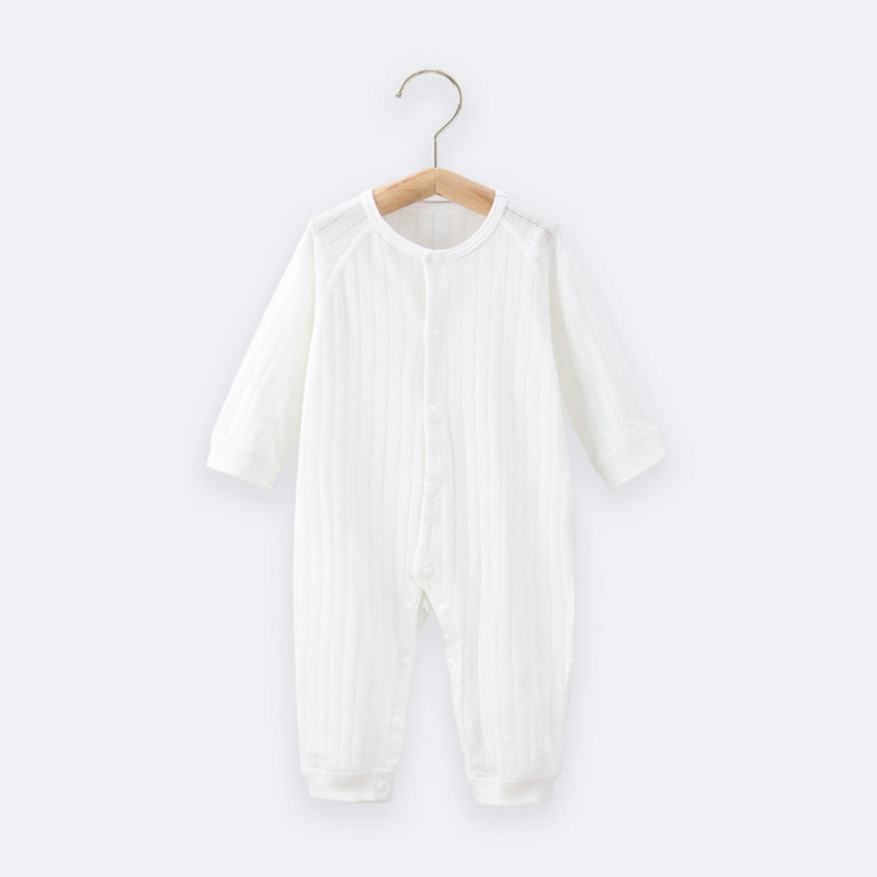 Long-sleeved Pajamas Boneless Solid Color Romper Born Cotton Air Jumpsuit, Climbing Suit