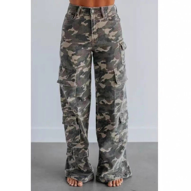 Women's Waist Wide Leg Do The Old Women's Jeans