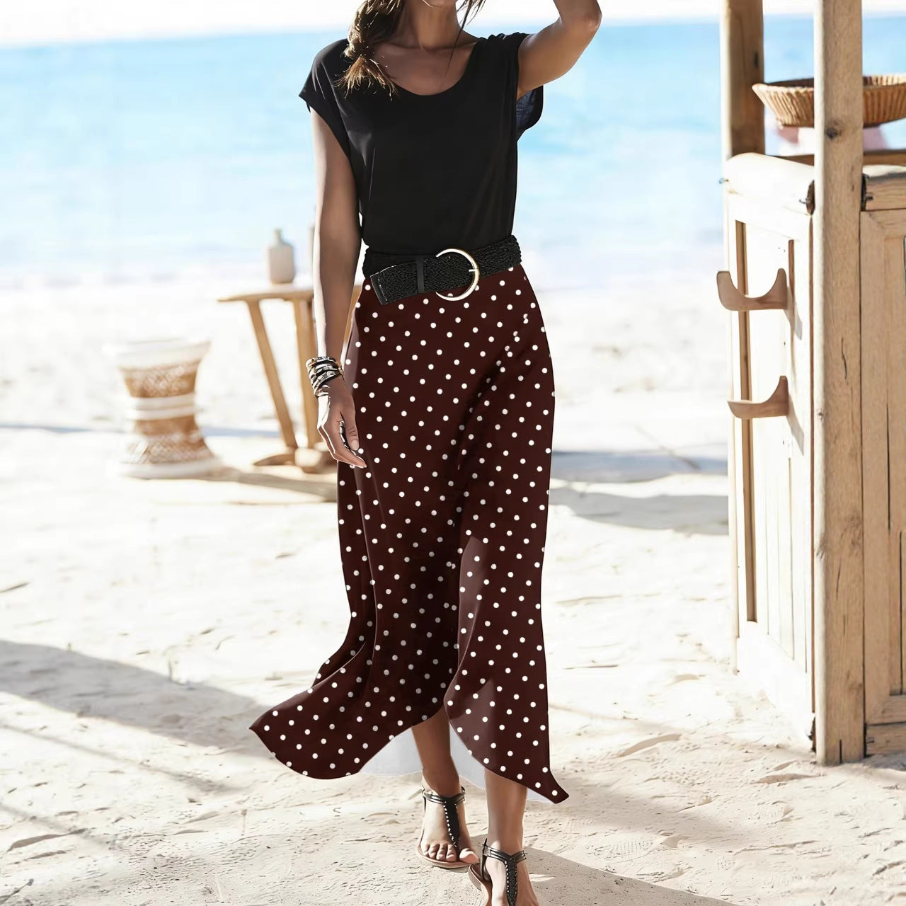 Women's Elastic High Waist Floral Vacation Style Skirt