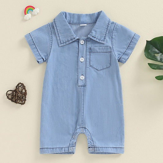 Clothes For Babies Summer Boys Denim Jumpsuit Infant Super Cute Jumpsuit, Climbing Suit
