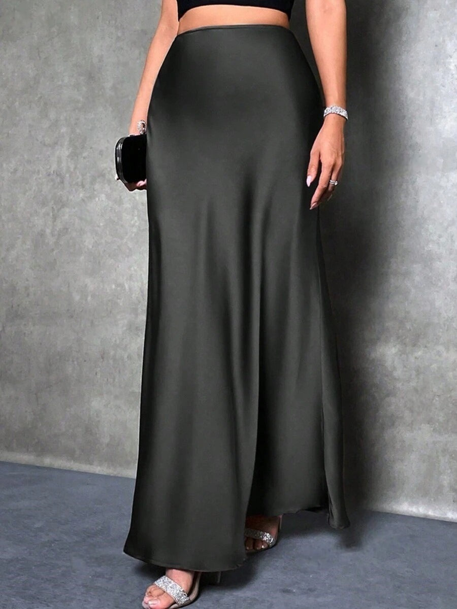Women's Simple Artificial Silk Summer Dress Hip Skirt