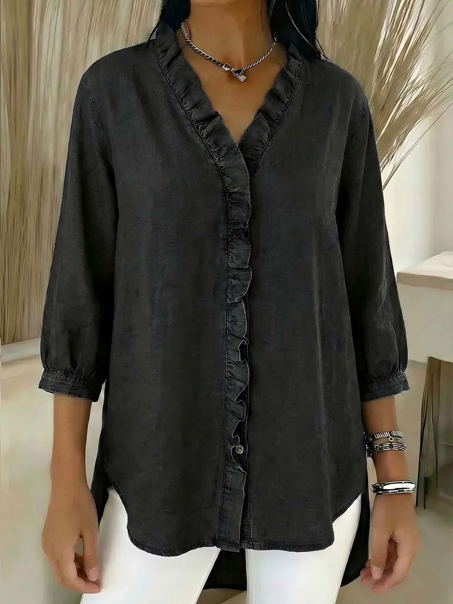 Classy Cool Women's Casual Flounce Shirt Tops