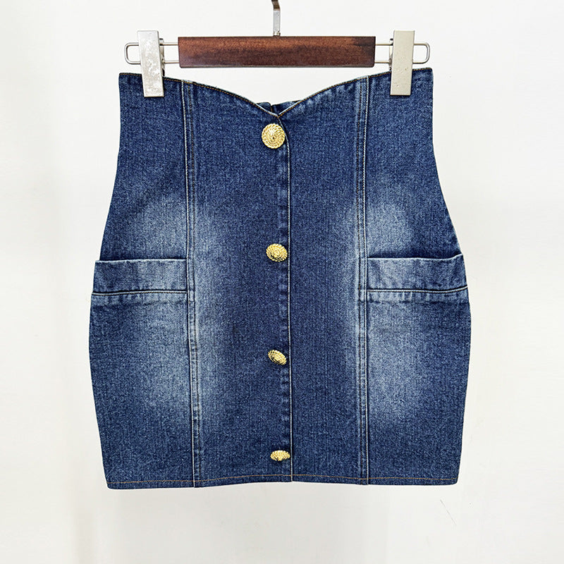 Fashion Washed Denim High Waist Mini Skirt