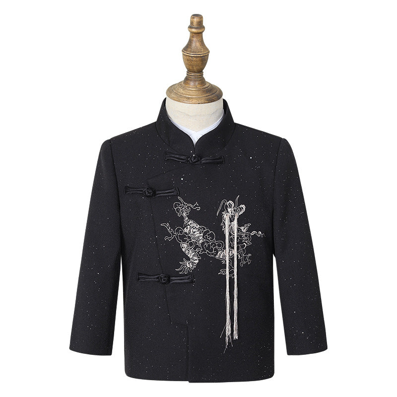 Children's Chinese Style Tang Costume National Stand Collar Embroidery Host Recitation Children's Suit