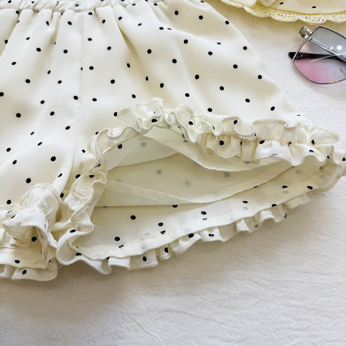 Cute Shorts Sleeveless Two-piece Sweet Western Style Polka Dot Children's Suit