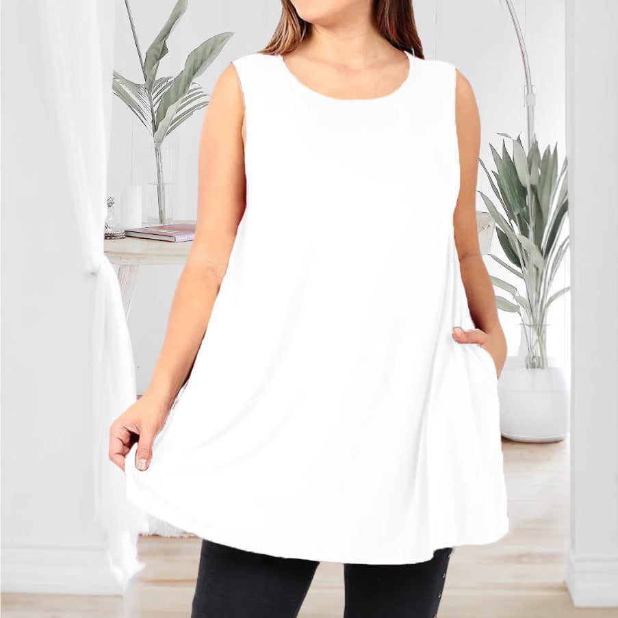 Women's Fashion Casual Pocket Solid Color Vests