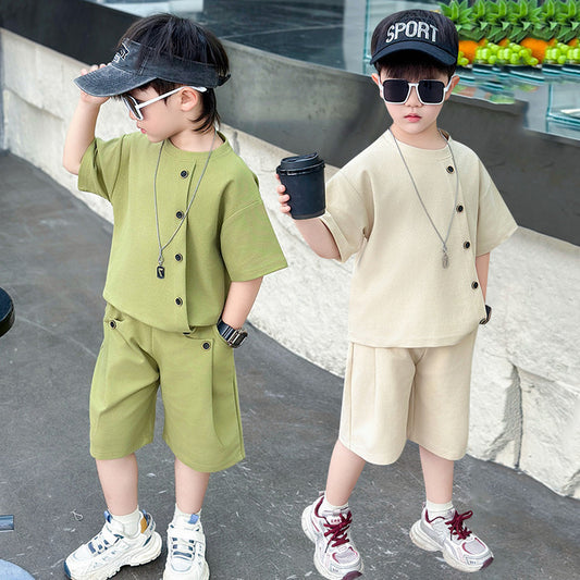 Children's Short-sleeved Summer Clothes Handsome Two-piece Fashion Children's Suit