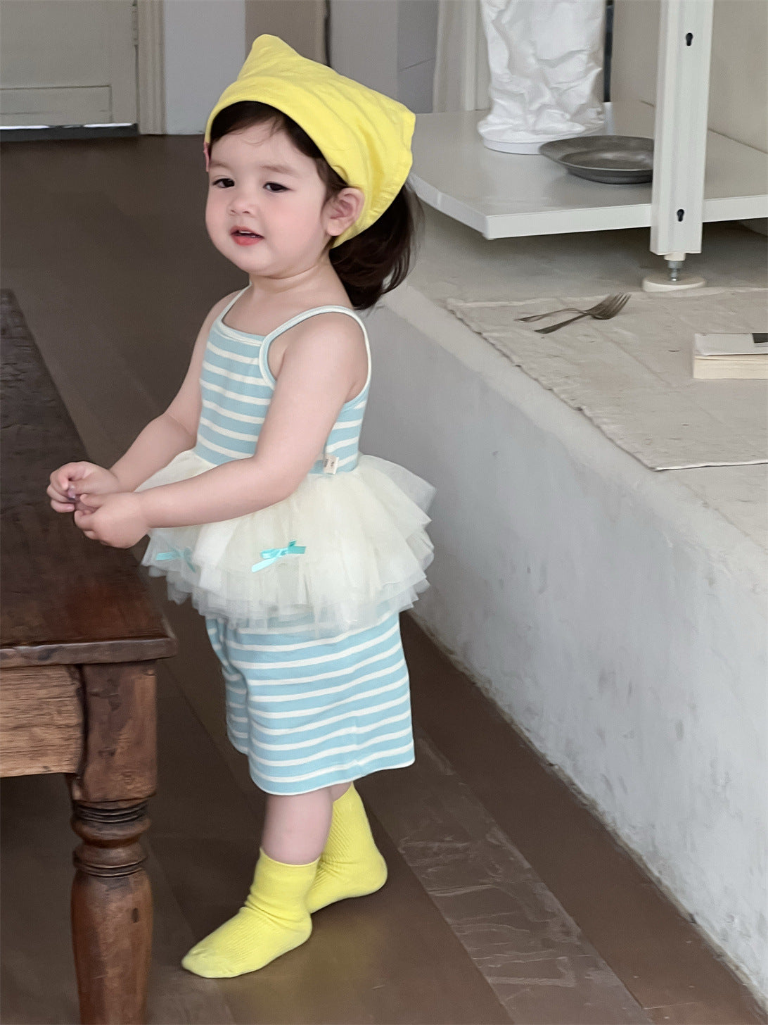 Children's Summer Two-piece Sling Thin Clothes Korean Children's Suit
