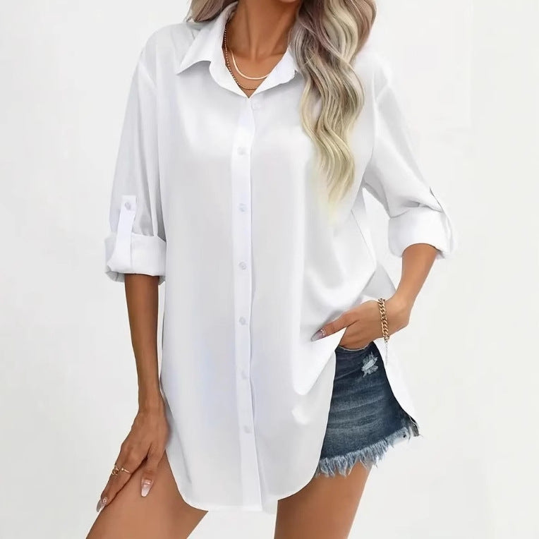 Women's Fashion Solid Color Casual Shirt Blouse