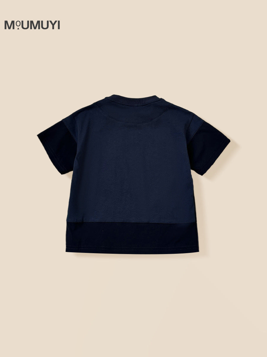 Children's Summer Solid Color Pocket Toddler Trendy Children's T-shirt