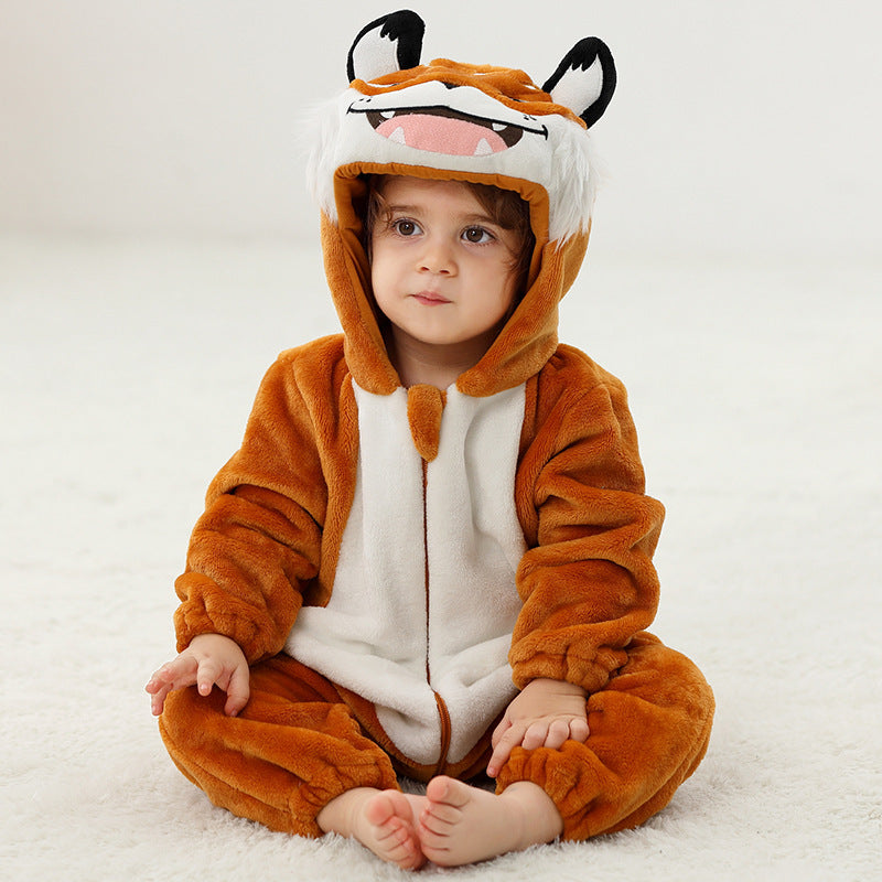Children's Flannel Romper Pajamas Class Animal Jumpsuit Jumpsuit, Climbing Suit