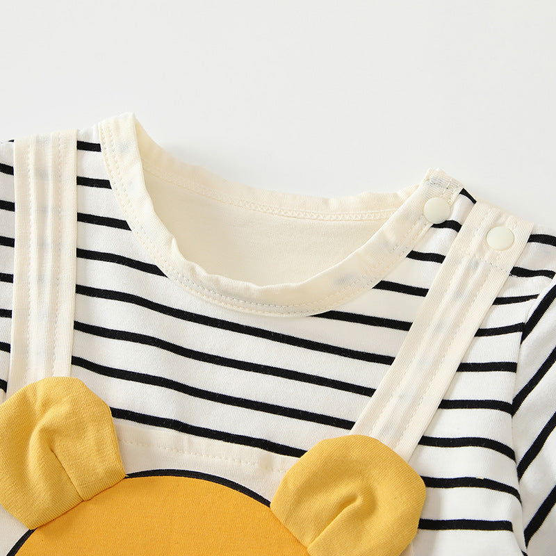 Summer Fake Two Pieces Boys Striped Jumpsuit, Climbing Suit