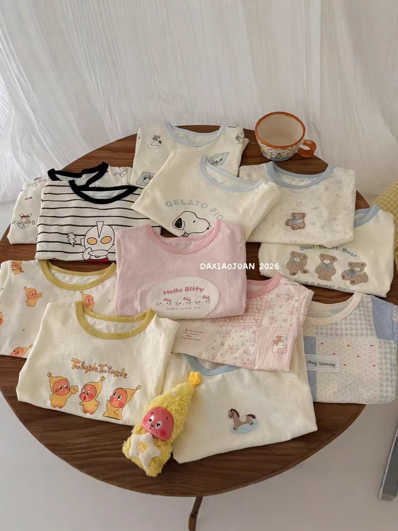 Children's Short-sleeved Summer Breathing Hole Cotton Cartoon Printed Two-piece Children's T-shirt