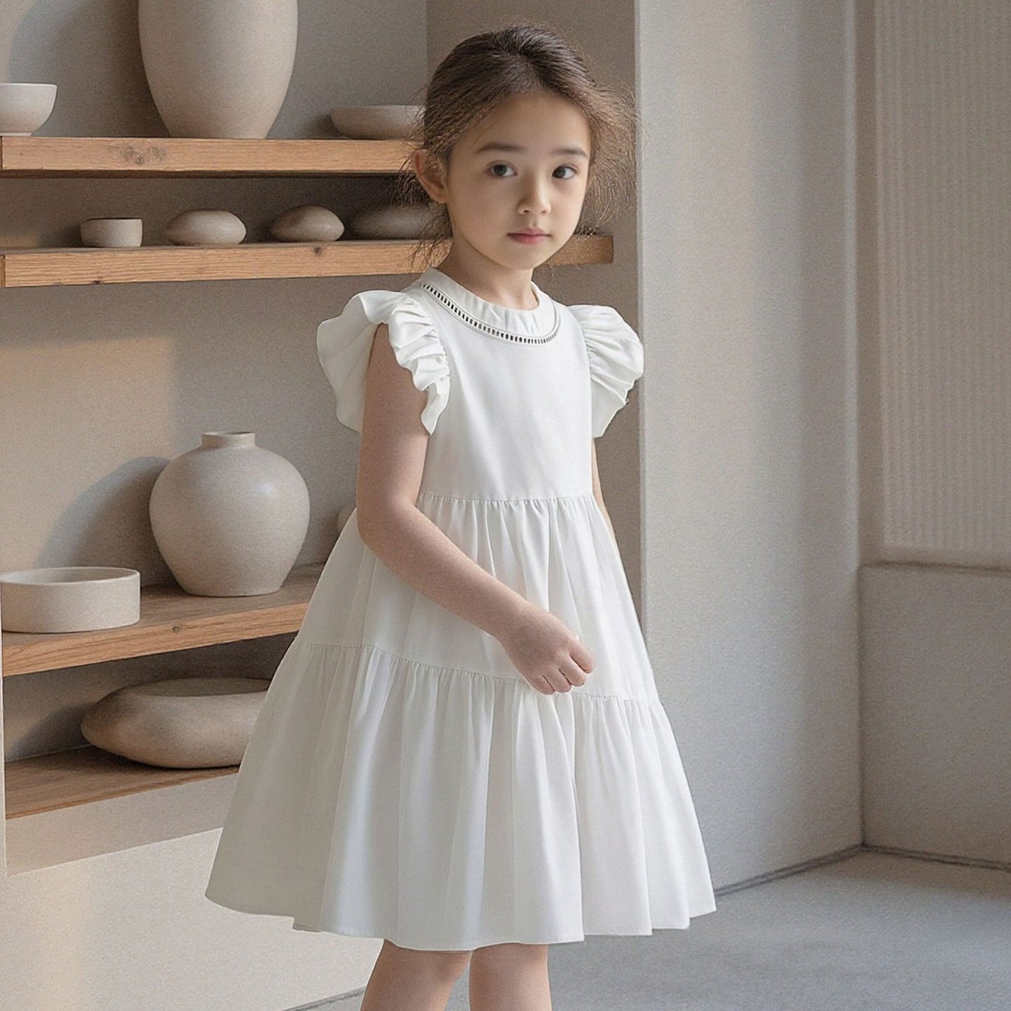 Children's Summer Fashionable Clothing Casual Puff Sleeve Children's Dress