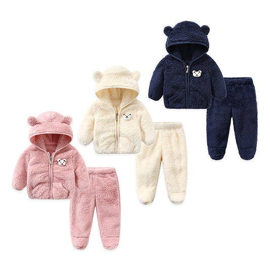 Women's & Men's Spring Home Sets Veet Coral Fleece Children's Suit