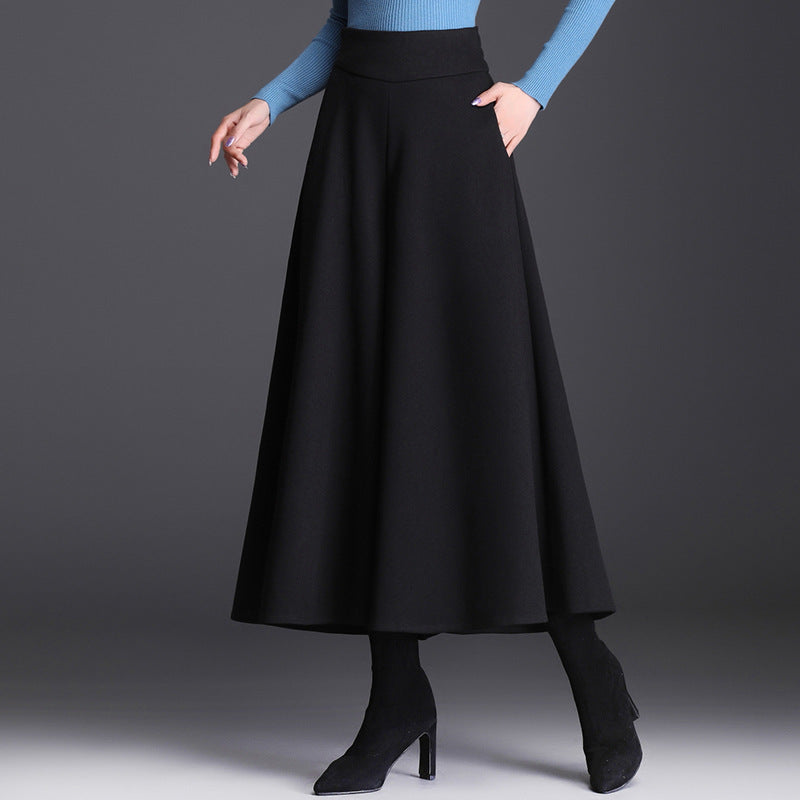 Women's Woolen High Waist Cropped Large Loose Wide Leg Casual Pants