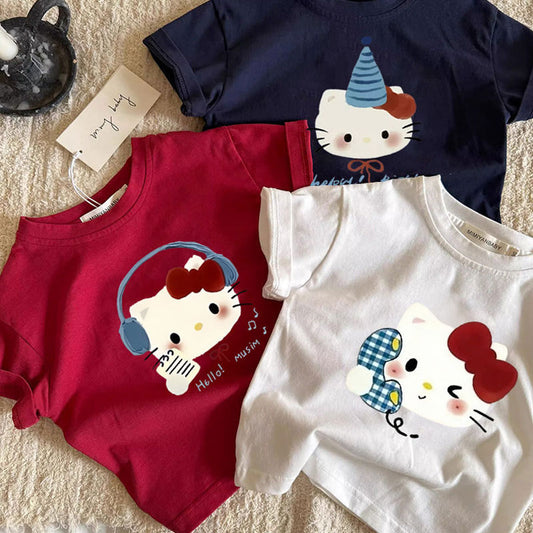 Cat Short-sleeved Summer Toddler Casual Trendy Half Sleeve Children's T-shirt