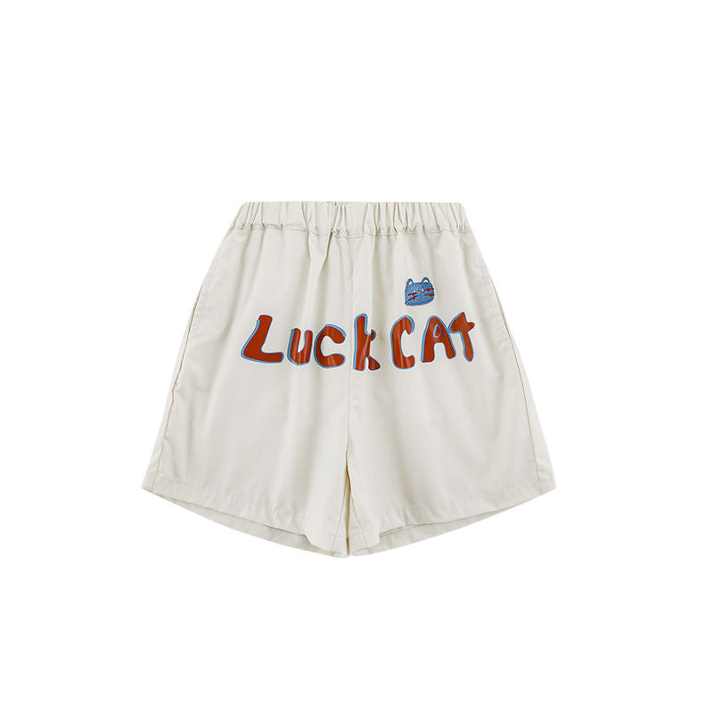 Cat Printing Short-sleeved Contrast Color Loose Shirt Cool Shorts Series Children's T-shirt