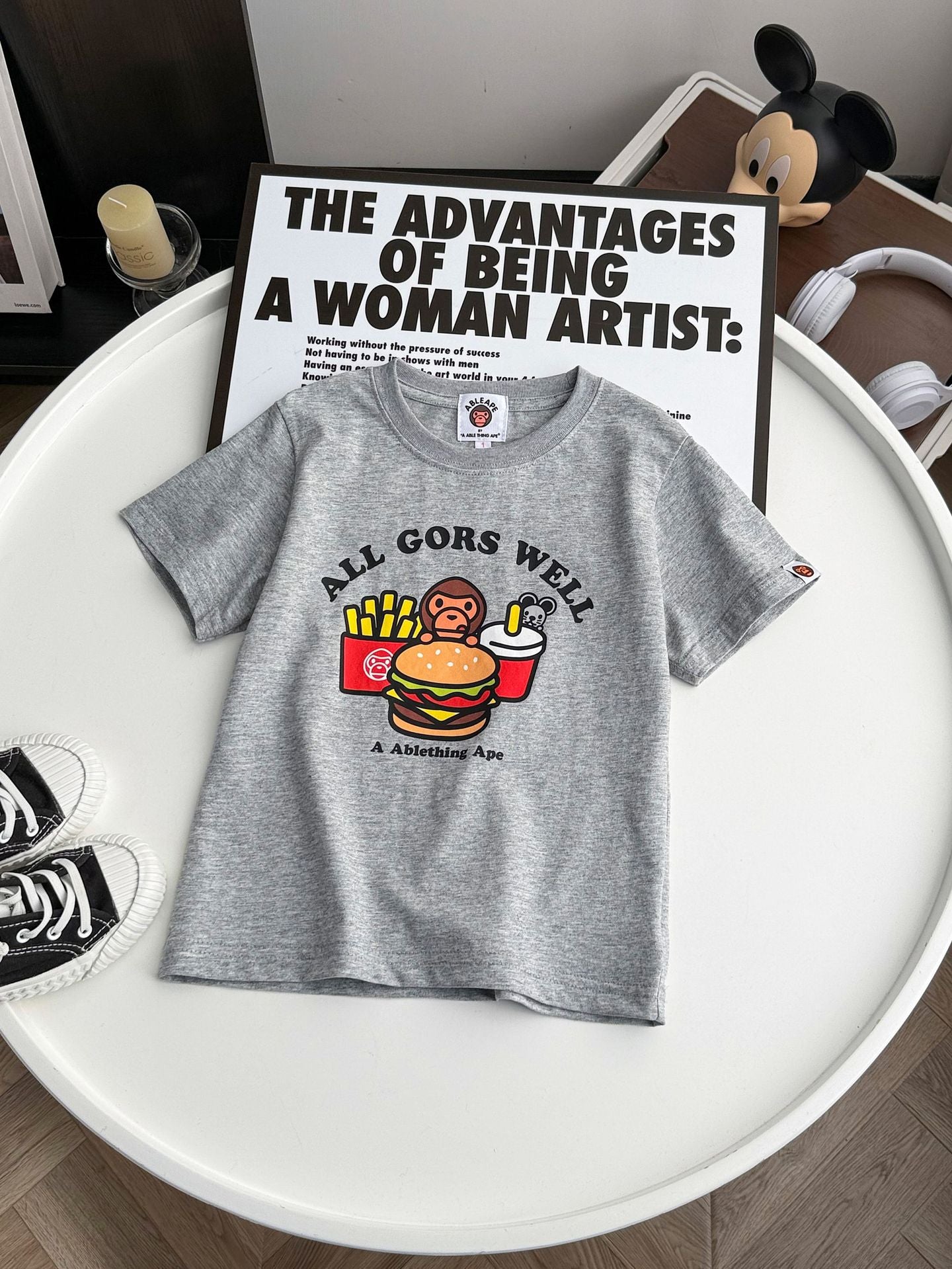 Children's Summer Solid Color Cartoon Printing Sports Casual Fashion Fashionable Children's T-shirt