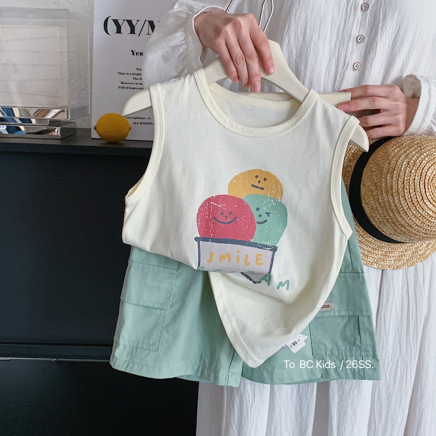 Children's Summer Ice Cream Vest Two-piece Set Children's Suit