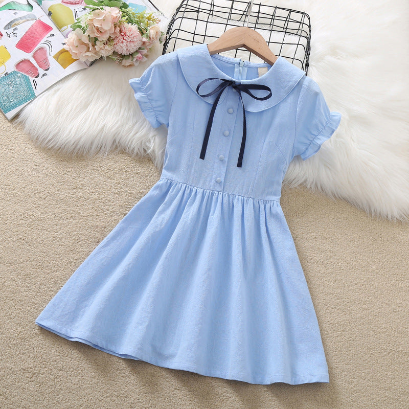Summer Trendy Preppy Style Thin Short-sleeved Little Children's Dress