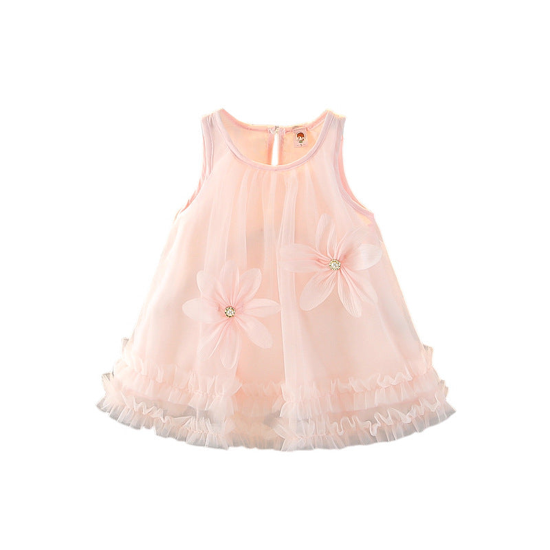 Sweet Gauze Short Sleeve Sleeveless Vest Little Princess Children's Dress