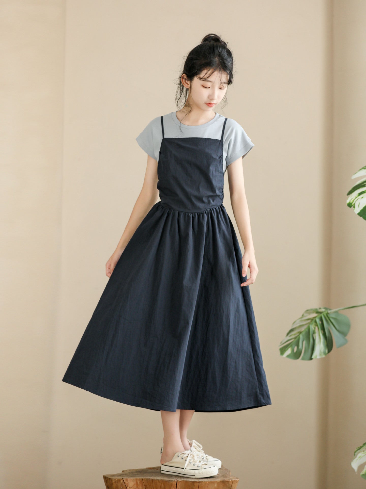 Sleeveless Small Flab Hiding Vintage Camisole Leisure Artistic Children's Dress