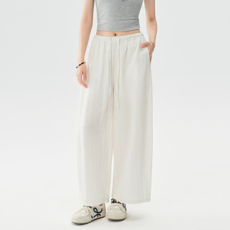 Women's Balloon Summer Thin Cropped Small White Pants