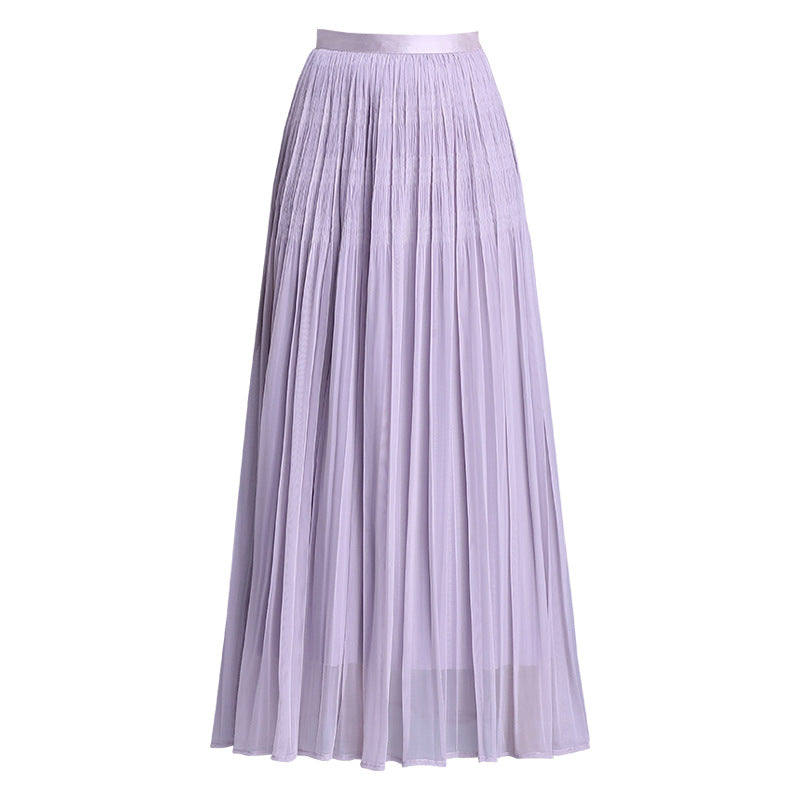Effect Pleated Fashion A- Line Dress Elastic Skirt